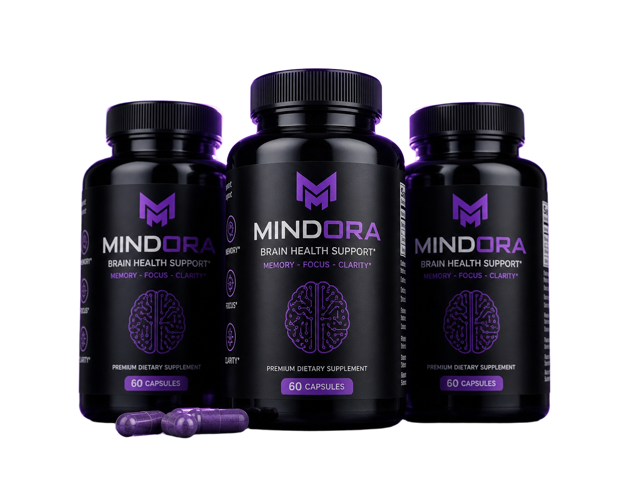 Three bottles of Mindora Capsules